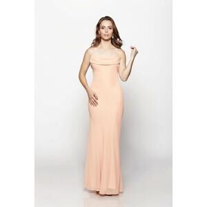 NEW MILANO FORMALS flowing cowl neck muse maxi dress in peach